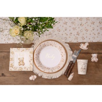 6 assiettes en carton - Diamètre 22,5 cm - Collection Little Teddy