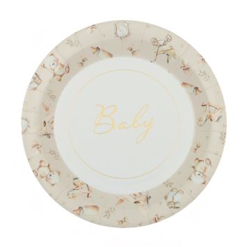 Assiettes Little Teddy ivoire décor bébé pour fête | jourdefete.com