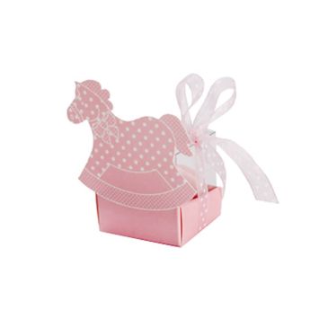 Lot de 6 contenants - Cheval Rose à pois - 4 x 4 x 7 cm | jourdefete.com