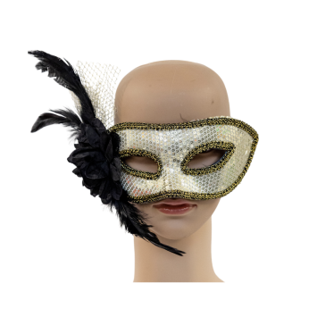 Loup pailleté avec fleur - Couleur au choix