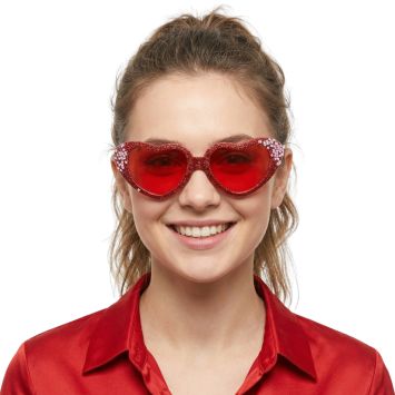 Lunettes en forme de cœur rouge à paillettes