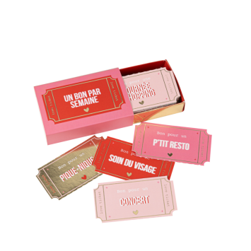 Boîte de 52 bons pour couples "Lovely Time", idées romantiques et surprises | jourdefete.com