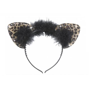 Serre-Tête Oreilles de Léopard avec Strass