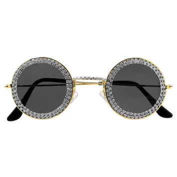 Lunettes d'Hippie rondes avec diamants pour adulte