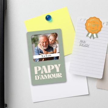 Magnet photo en bois "Papy d’Amour" - Collection Papy d'Amour