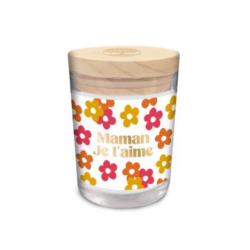 Bougie en verre "Maman je t'aime" - Collection Maman d'Amour