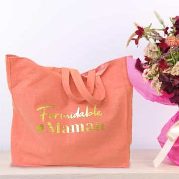 Sac cabas en gaze de coton "Formidable Maman" - Collection Maman d'Amour