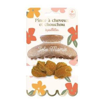 Pince à cheveux et chouchou à paillettes - Collection Mamie Chérie