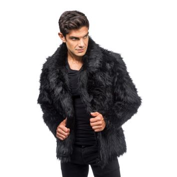 Veste en fausse fourrure noire pour une fête | jourdefete.com