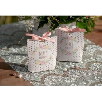 6 Boites à dragées - Mariage Fleuri