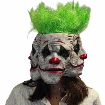 Un horrible masque de clown à 3 têtes pour Halloween | jourdefete.com