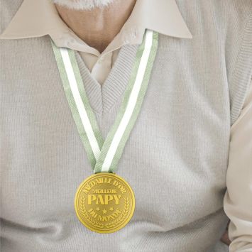 Médaille d'or "Meilleur Papy du monde" - Collection Papy d'Amour