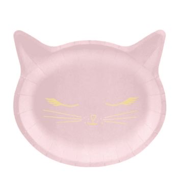 assiettes-carton-chat-rose|jourdefete.com