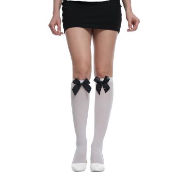 Mi-bas blancs à nœud noir - Taille unique