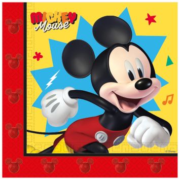 Serviettes anniversaire Mickey Mouse Jump into Fun 33x33 cm | jourdefete.com