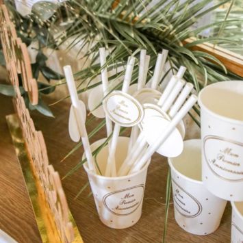 12 Pailles Médaillon en carton - Mon Premier Anniversaire