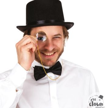 Monocle avec chaîne en métal doré