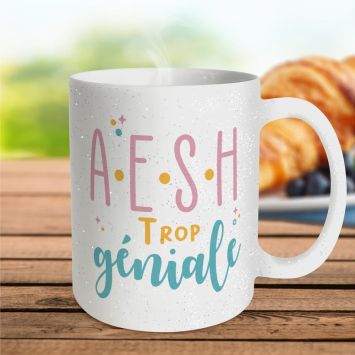 Mug à paillettes - A.E.S.H. trop géniale - Collection Merci pour cette année