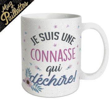 Mug à paillettes - Je suis une connasse qui déchire