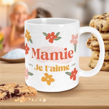 Mug à paillettes "Mamie je t'aime" - Collection Mamie Chérie