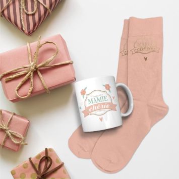 Coffret Cadeau Mug et Chaussettes - Mamie chérie