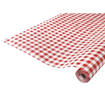 Rouleau de Nappe Damassé - Vichy Rouge - 25 Mètres