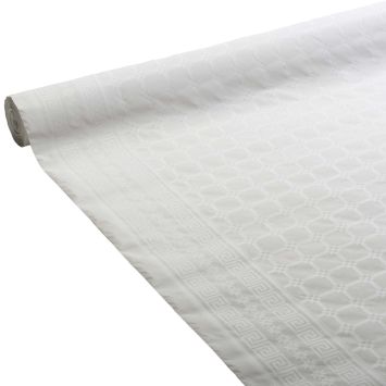 Nappe en papier damassé - 25 m - Couleur Blanc