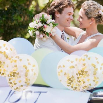 6 Ballons à confettis cœurs - Vive les mariés
