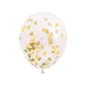 6 ballons avec confettis en forme de coeurs | jourdefete.com