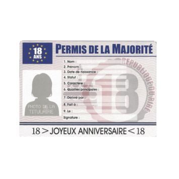Permis Humoristique 18 ans - Femme