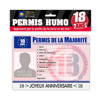 Permis Humoristique 18 ans - Homme