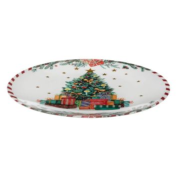Assiette de présentation avec sapin de Noël en plastique - Diamètre 33 cm