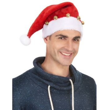 Bonnet de Père Noël - Peluche avec Grelots - Adulte