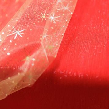 Chemin de table en organza avec étoiles dorées - Noël - 28 cm x 3 m