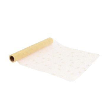 Chemin de table en organza avec étoiles dorées - Noël - 28 cm x 3 m