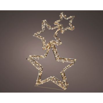 Étoiles dorées de Noël à LED à poser - 10 x 51 x 80 cm