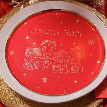 8 assiettes "Joyeux Noël" en carton - Noël - Diamètre 23 cm - Collection Luxury Christmas