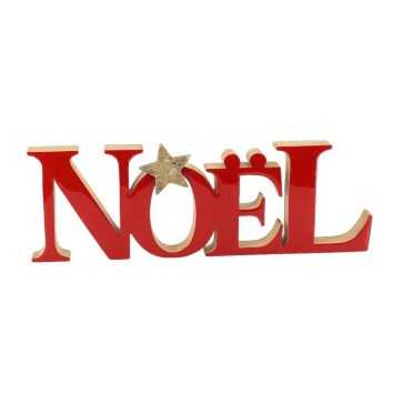 Décoration de Noël en bois laqué rouge et or avec étoile dorée | jourdefete.com