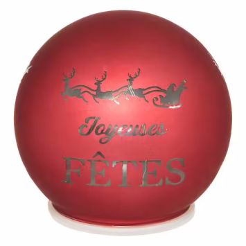 Boule de Noël à suspendre "Joyeuses Fêtes" à piles - Diamètre 12 cm