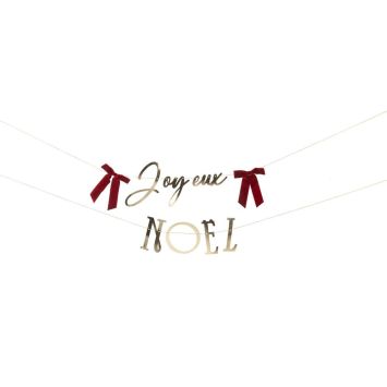 Guirlande de lettres "Joyeux Noël" en papier avec nœuds - Noël - 1,80 m