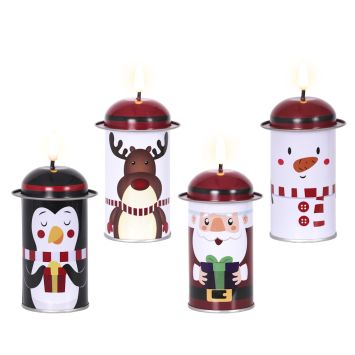 Bougies de Noël enfantines avec motifs de pingouin, renne, Père Noël et bonhomme de neige | jourdefete.com