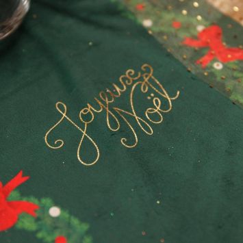 Chemin de table "Joyeux Noël" en velours - Noël - 28 cm x 3 m - Collection Conte de Noël