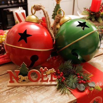 Décoration à poser de Noël - Mot "Noël" en bois laqué sur socle - 28 x 13,5 x 5 cm - Collection Conte de Noël