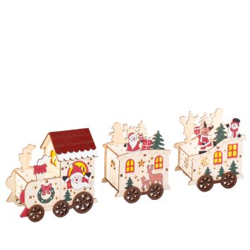 Train de Noël à LED en bois - 7,5 x 39,5 x 12,7 cm