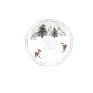 8 bols "Joyeux Noël" en carton - Noël - Diamètre 13,5 cm - Collection Neige Éternelle