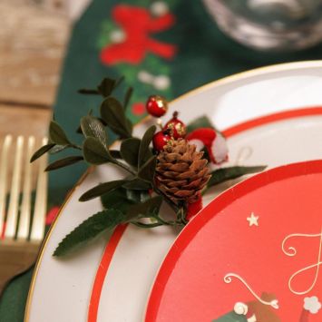 Branche de Noël avec canne à sucre - 13 cm - Collection Conte de Noël