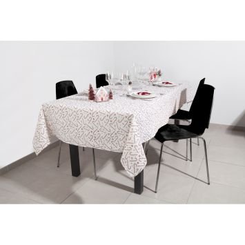 Nappe de Noël en toile avec impression de sucres d'orge - 140 x 240 cm