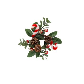 Rond de serviette avec cannes à sucre - Noël - Diamètre 10 cm - Collection Conte de Noël