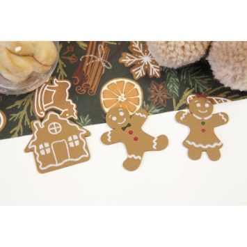 9 décorations de Noël en bois en forme de bonhomme de pain d'épices à parsemer - 4,3 x 3,2 cm