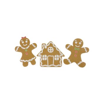 9 décorations de Noël en bois en forme de bonhomme de pain d'épices à parsemer - 4,3 x 3,2 cm